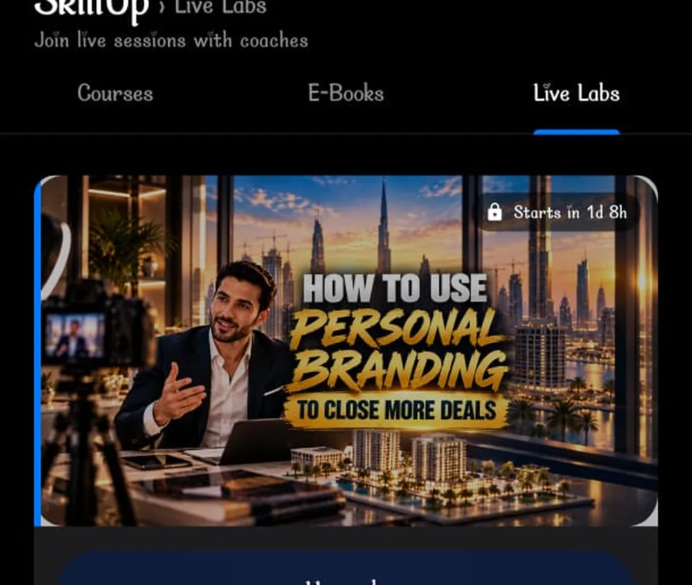Cold calling course Dubai: SkillUp training and Live Labs in the RealtorOne app