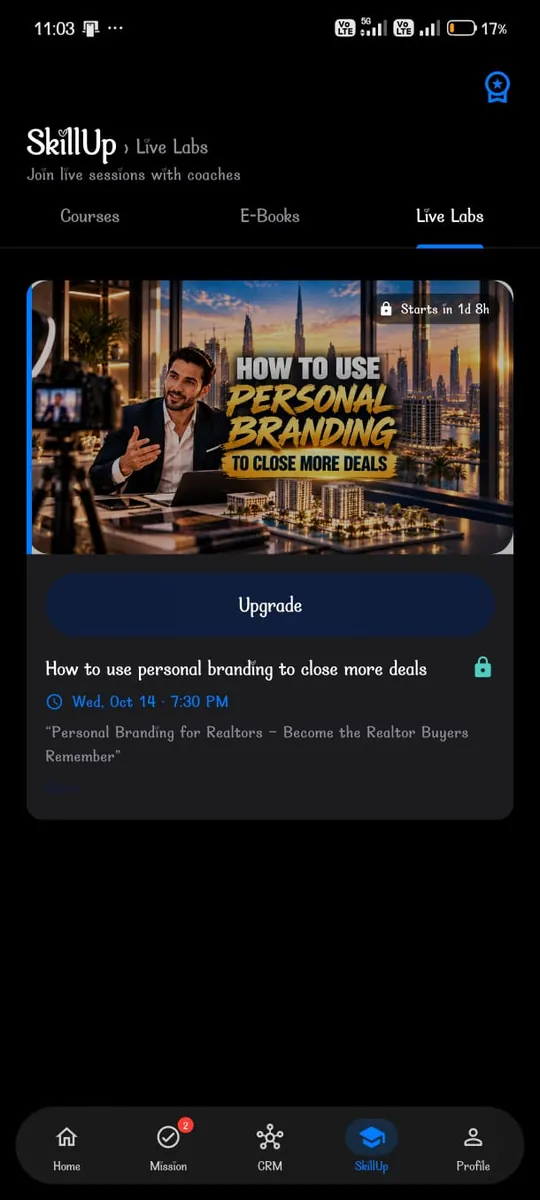 Real estate pipeline software: daily mission and deal stages in the RealtorOne app