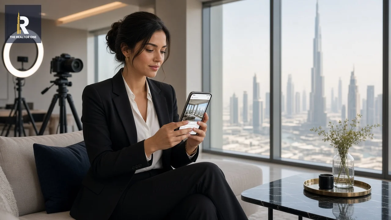 Dubai agent reviewing a compliant social media property ad