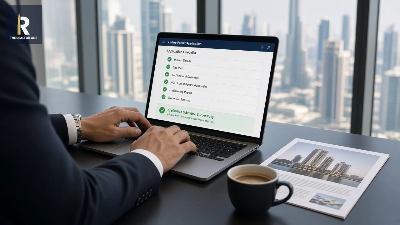 Agent completing a Trakheesi permit application checklist online in Dubai